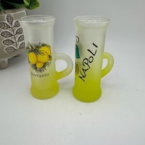 Italian Frosted Glass Lemon Mugs Sorrento Napoli Italy Set of 2